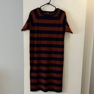 George Navy and Brown Striped Midi Dress